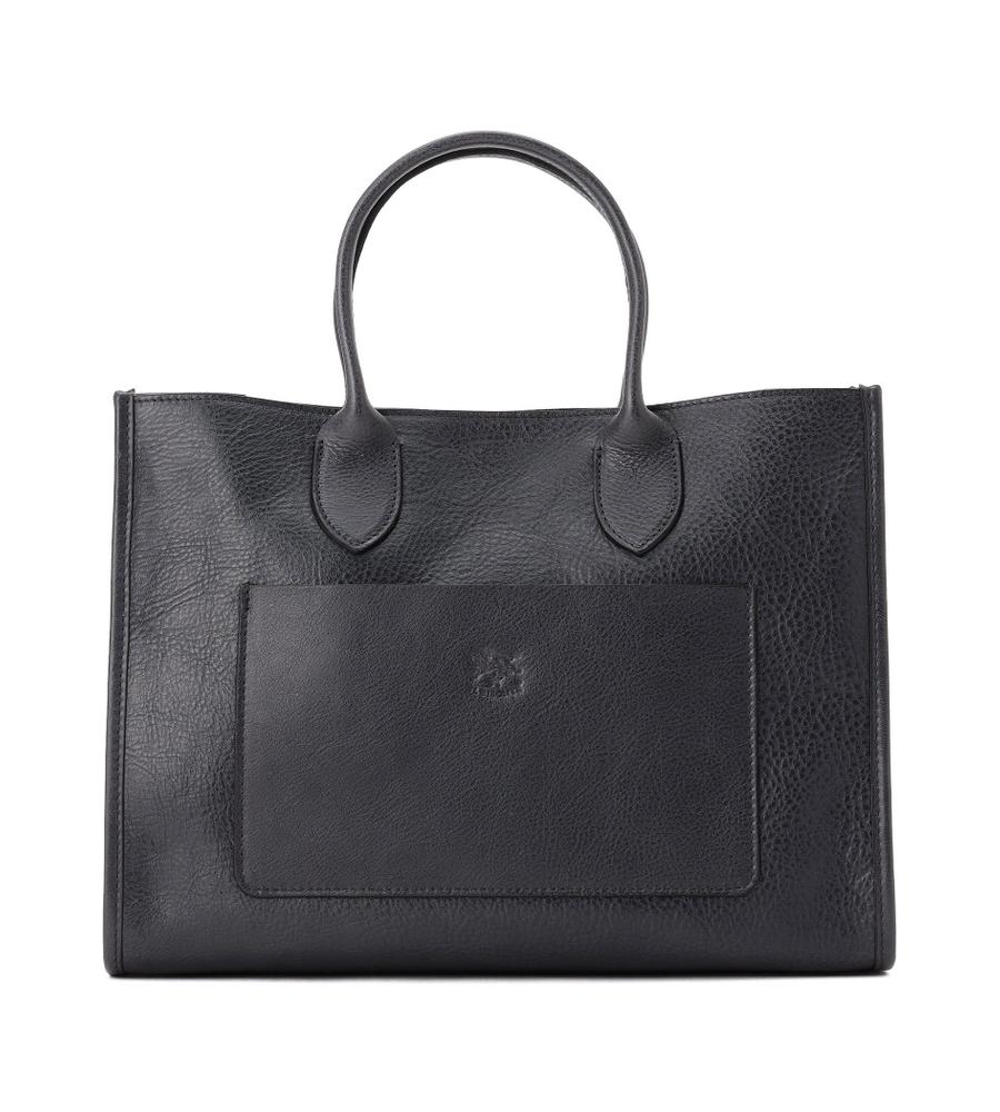 ✨美品✨ IL BISONTE  キャンバス　レザー　ハンドバック　黒　レザー IL BISONTE - クロスボディバッグ/ショルダーバッグ/キャンバス